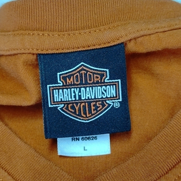 Harley-Davidson Women's Orange V-Neck T-shirt Size L - Picture 8 of 9